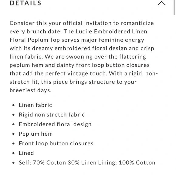 Linen floral peplum top - Picture 6 of 6